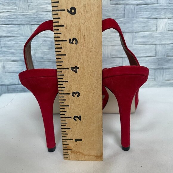 Talbots Red Suede Slingback Peep Toe Heels Women Size 6.5B - Picture 3 of 8